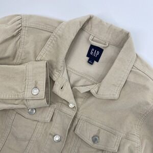 GAP Jacket Womens Large Beige Corduroy Trucker Stretch Heritage Minimalist